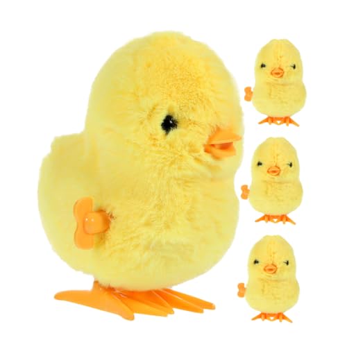 BESPORTBLE 4 Stück Wind Up Huhn Spielzeug Aufziehbares Küken Spielzeug für Kinder Lustiges Hüpfen Flauschige Küken für Partys und Osterkörbchen von BESPORTBLE