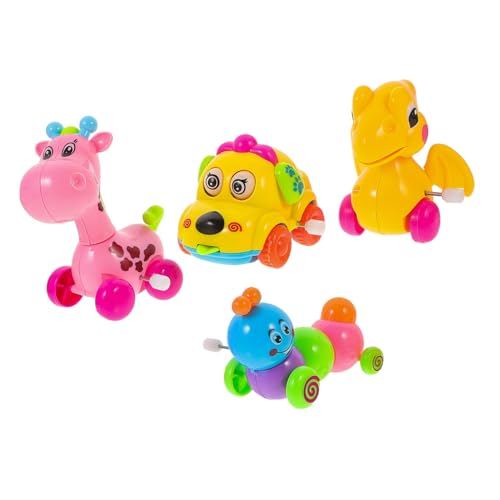BESPORTBLE 4Stücke Aufziehspielzeug Mit Cartoon Tieren Mechanische Tiermodelle Für Hund Dinosaurier Giraffe Und Raupe Fördert Fantasie von BESPORTBLE