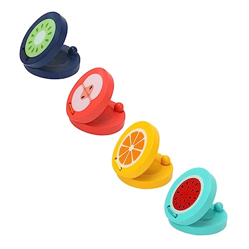BESPORTBLE 4Stücke Castanets Frühe Pädagogische Musikspielzeuge Sicheres und Langlebiges Castanet für Kleinkinder Wassermelone Apfel Kiwi von BESPORTBLE