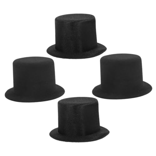 BESPORTBLE 4Stücke DIY Bastelmaterial Kleine Hüte Für Puppen Und Haustiere Schneemann Hut Schwarze Filz Und Glanzstoffe Für Kreative Dekorationen von BESPORTBLE