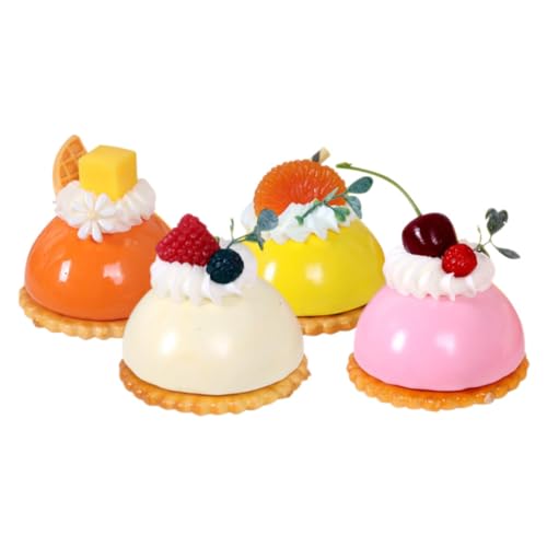 BESPORTBLE 4Stücke Dekorationskuchen Lebensechte Gefälschte Kuchen Für Kühlschrankmagnet Party Und Festtagsdeko Aprikose von BESPORTBLE