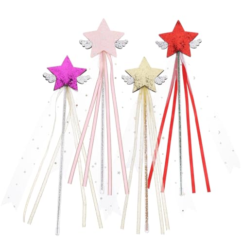 BESPORTBLE 4Stücke Feenstäbe Glitzernde Sternstäbe Im Banddesign Magische Feenstäbe Für Bühnenaufführungen Und Partys von BESPORTBLE
