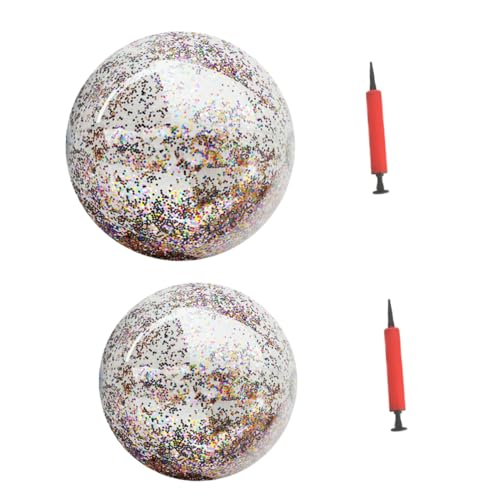 BESPORTBLE 4Stücke Glitzer Pailletten Strandbälle Runde Transparente PVC Bälle Aufblasbare Wasserspielzeuge Für Strand Und Pool Mit Pumpen von BESPORTBLE