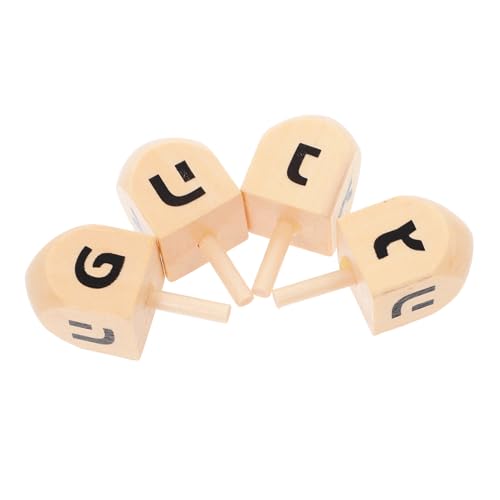BESPORTBLE 4Stücke Handbemalte Holzdreidels für Chanukka Traditionelle DIY Bastelsets für Leicht zu Bemalen für Festlichkeiten und Lernspiele Höhe von BESPORTBLE
