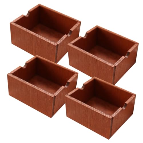 BESPORTBLE 4Stücke Holz Aufbewahrungskörbe Rustikale Mini Kisten Für Puppenhaus Zubehör Dekorative Mini Möbel Bastelset Für Kreative Spielzeugmodelle von BESPORTBLE