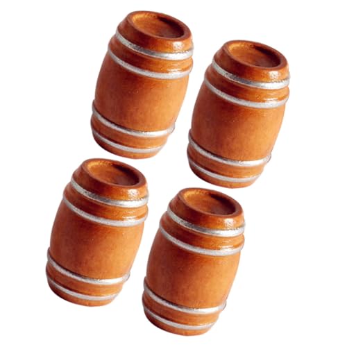 BESPORTBLE 4Stücke Holzfässer Für Puppenhaus Zubehör Vintage Mini Bierfässer Figuren Für Kreative Dekoration Und Spielzeuggestaltung von BESPORTBLE