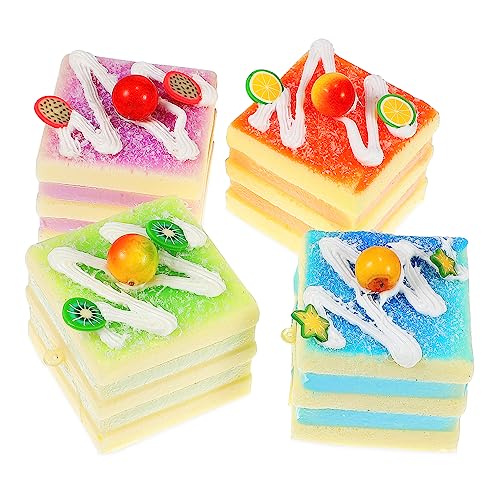 BESPORTBLE 4Stücke Künstliche Kuchendekoration Teiliges Quadratische Faux Cakes für Home Bakery Party Fotorequisiten Hochwertiges PU Material Langlebig und Realistisch von BESPORTBLE