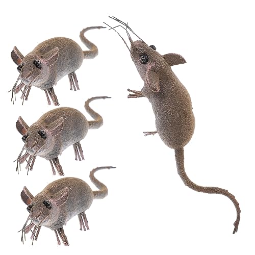 BESPORTBLE 4Stücke Mäuse Figuren Realistische Mäuse Dekorationen Für Halloween Und Landschaften Winzige Tierfiguren Für Kreative Bastelprojekte von BESPORTBLE