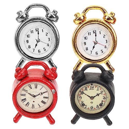 BESPORTBLE 4Stücke Mini Alarm Uhr Für Puppenhaus Zubehör Niedliche Miniaturuhren Und Deko Für DIY Projekte Und Miniaturszenen von BESPORTBLE