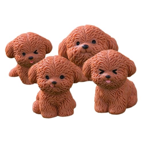 BESPORTBLE 4Stücke Mini Hundefiguren Realistische Welpen Aus Harz Bonsai Dekoration Puppenhaus Zubehör Kinderfreundliches Langlebig Und Leicht von BESPORTBLE