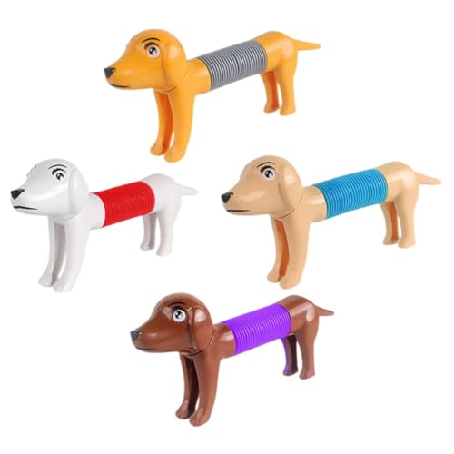 BESPORTBLE 4stücke Teiliges Lustiges Dehnbares Röhre Spielzeug Hund-Form Interaktives Cartoon Pop Tube Spielzeug Für Welpen Stressabbauendes Kauspielzeug Für Drinnen Und Draußen von BESPORTBLE