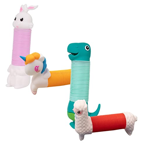 BESPORTBLE 4Stücke Popröhrchen Tier Wiederverwendbare Dehnspielzeuge Für Kleinkinder Süßes Fidget Tierdesign Einhorn Dinosaurier Hase von BESPORTBLE