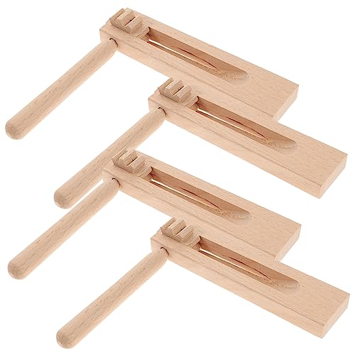 BESPORTBLE 4Stücke Teiliges Holz Ratschen für Rotierende Castanets Lärmmacher für Frühförderung Sicheres Musikinstrument aus Hochwertigem Holz für Kreative Aktivitäten von BESPORTBLE