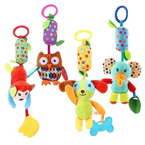 BESPORTBLE 4Stücke Teiliges Kinderwagen Spielzeugset Cartoon Rassel mit Glockenring für Bestehend aus Monkey Dog Elephant Owl als Hängendes BESPORTBLE 4Stücke Teiliges Kinderwagen Spielzeugset Cartoon Rassel mit Glockenring für Bestehend aus Monkey Dog Elephant Owl als Hängendes von BESPORTBLE
