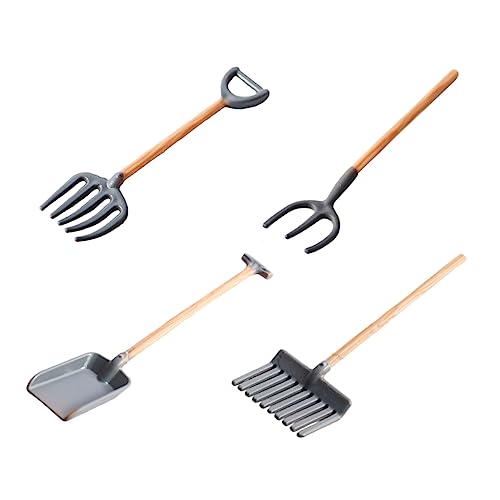 BESPORTBLE 4Stücke Teiliges Mini Gartenwerkzeug Set Für Puppenhäuser Enthält Mini Rechen Und Fünfzack Kinderspielzeug Für Kreative Gartenarbeit Im Miniaturgarten von BESPORTBLE