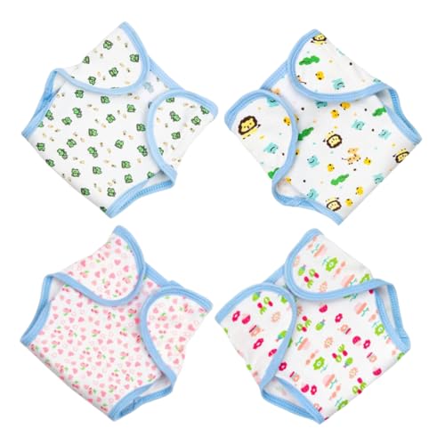BESPORTBLE 4Stücke Wiederverwendbare Puppenwindeln Waschbare Puppenzubehör für Babypuppen Verstellbare Bunten Designs Frosch Herz für Kreatives von BESPORTBLE