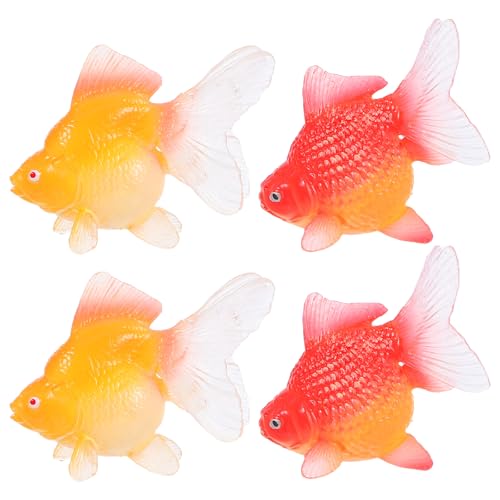 BESPORTBLE 4er-Set Künstliche Goldfische aus Kunststoff – Schwimmende Deko für Aquarium, realistische Tiernachbildungen zur Gestaltung des Fischbeckens von BESPORTBLE