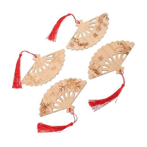 BESPORTBLE 4pcs Creative Oriental Fan Lesezeichen Mit Quasten Chinesischer Heimhänge -dekoration Lesezeichen Für Bücher Chinesische Stildekoration DIY Lesezeichen Lesezeichen Quasten Quasten von BESPORTBLE