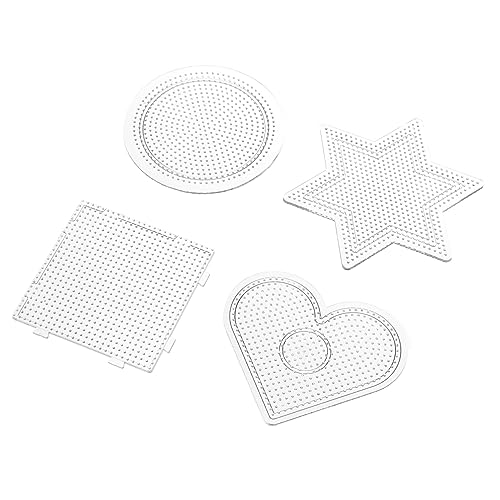 BESPORTBLE 4stücke Bügelperlenbretter Aus Kunststoff Kleine Quadrate Sechsecke Runden Und Verschiedene Formen DIY-lernwerkzeug Für Junge Mädchen Bastelperlen von BESPORTBLE