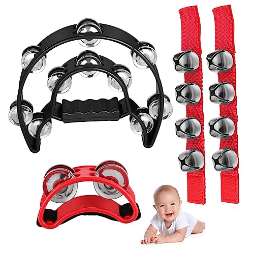 BESPORTBLE 4stücke Tamburin Handheld Instrumente Armband Glocken Musik Spielzeug Für Junge Mädchen Und Erwachsene Lernspielzeug Aus Klarer Klang Langlebig von BESPORTBLE