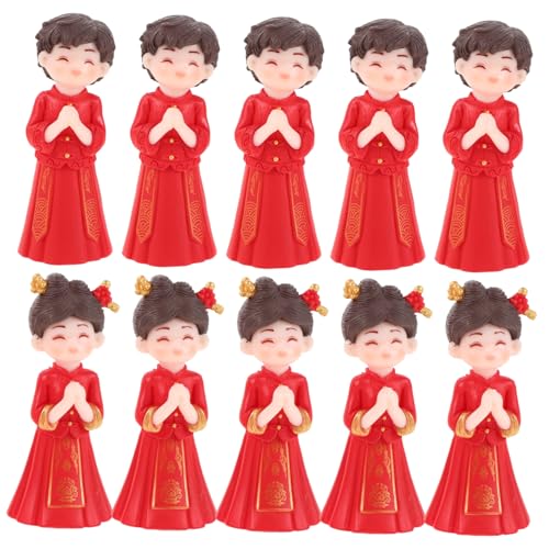 BESPORTBLE 5 Paare Mini Chinesische Hochzeitsfiguren Braut Bräutigam Figuren Traditionelle Asiatische Hochzeit Dekoration Tortendeko Micro Landschaft DIY von BESPORTBLE