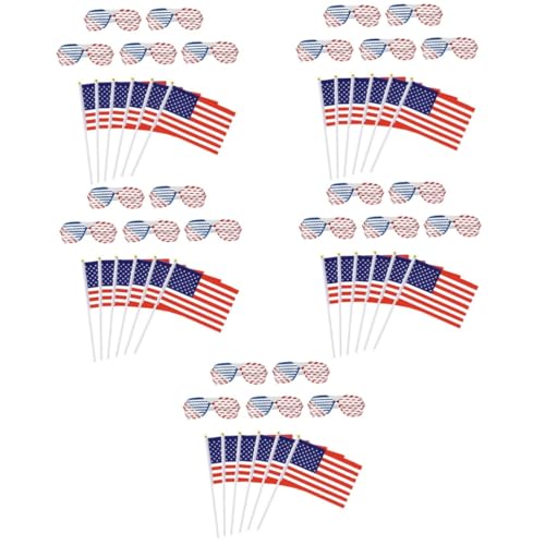 BESPORTBLE 5 Sätze Flag-Brille amerikanische Flagge Internationale Weltflaggen Gläser Mini rot von BESPORTBLE
