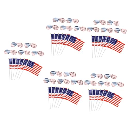BESPORTBLE 5 Sätze Flag-Brille amerikanische Flagge geschenke für den einzug Amerikanische Miniaturflaggen handgehaltene usa-flaggen Gläser Nationalflaggen und Brillen Feiertagsflaggendekore von BESPORTBLE