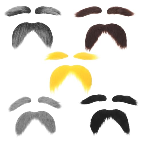 BESPORTBLE 5 Sätze Halloween Kostüm Augenbrauen Realistische Leichte und Hautfreundliche Fake Gesichtsbehaarung für Opa Kostüm Vielseitige Party Cosplay Accessoires in Schwarz Braun Gelb und von BESPORTBLE