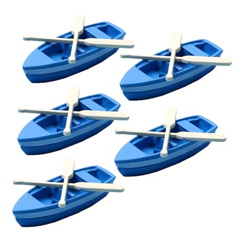 BESPORTBLE 5 Sätze Mini Holzboot mit Paddel Dekoratives Micro Landschaftsmodell Langlebiges Material für Puppenhaus Garten und Stranddeko Kreative Miniatur Bootsszene von BESPORTBLE