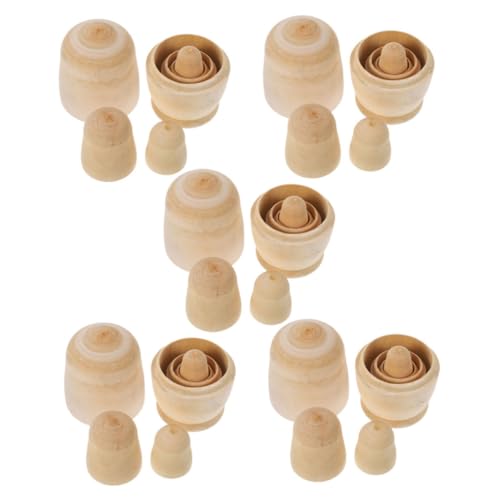 BESPORTBLE 5 Sätze Unbemalte Russische Holzpuppen DIY Nesting Dolls Holzfiguren Bausatz Kreatives Basteln Familienaktivität Geschenkidee für Kunstprojekte und Dekoration von BESPORTBLE