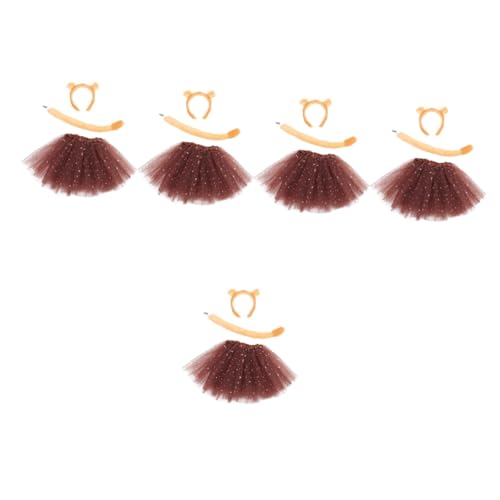 BESPORTBLE 5 Sets Mädchen Tutu Rock Tierkostüm Affenohren Und Wolf Kostüm Set Pelzkostüm Zirkus Cosplay Zubehör Verkleiden Tierohr Stirnband Kostüme Kopfband Kunststoff von BESPORTBLE