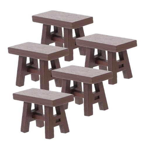 BESPORTBLE 5 Stück Mini Holzschemel Stabile Miniatur Hocker für Puppenhaus Puppenmöbel Dekoration Kindgerechte Mini Stühle für Fantasievolles Rollenspiel von BESPORTBLE