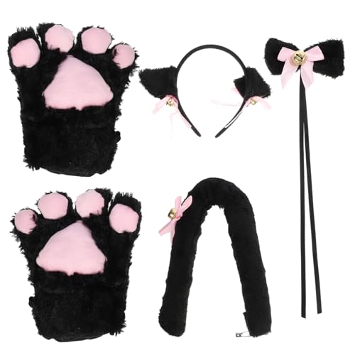 BESPORTBLE 5 Stück Set mit Katzenkrallenhandschuhen Halloween Tierkostüm-Kit Katzenkostüme für Ohren pelziges Kostüm Katzenzubehör für Mädchen Katzenzubehör-Kostüm von BESPORTBLE