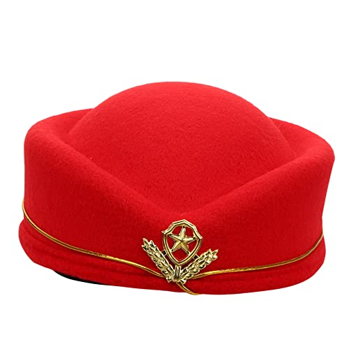 BESPORTBLE 5 Stück Stewardess Hut Damen Retro Mütze Cosplay Kostüm Kappe Elegantes Design Rot mit Goldlinien für Karneval Halloween und Mottopartys BESPORTBLE 5 Stück Stewardess Hut Damen Retro Mütze Cosplay Kostüm Kappe Elegantes Design Rot mit Goldlinien für Karneval Halloween und Mottopartys von BESPORTBLE