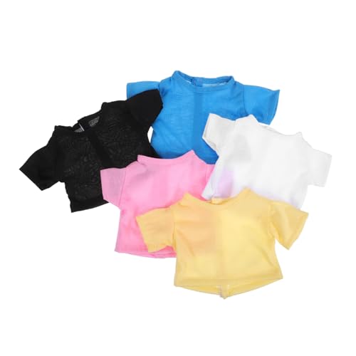 BESPORTBLE 5 Stück Teiliges Bär T Shirts für Stofftiere Kurzärmlige Einfarbige Puppenkleidung aus Weichem Material Detailreich Gestaltete Bequeme Tierkostüme für Kuscheltier Outfits von BESPORTBLE