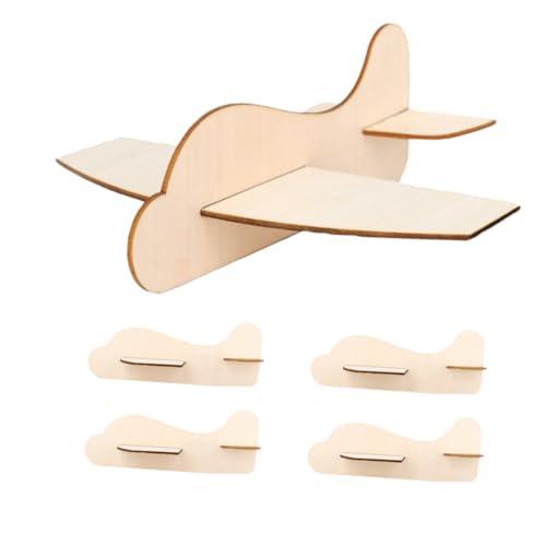 BESPORTBLE 5 Stück Teiliges DIY Holzflugzeug Modellbauset Unbemalte Holzflugzeuge zum Selbstgestalten Naturbelassenes Bastelset für Erwachsene Kreatives für Malen und Dekorieren für von BESPORTBLE