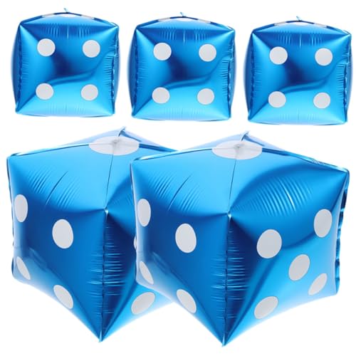 BESPORTBLE 5 Stück Teiliges Dice Folienballons Würfelform Blau Thema Partydeko für Erwachsene Faschingsparty Spielabend Mottoparty Zubehör von BESPORTBLE