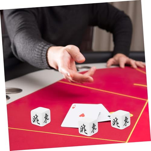 BESPORTBLE 5 Stück Teiliges Mahjong Würfelset Acryl Windrichtungswürfel mit Weißen Grund und Schwarzen Zeichen Spielwürfel für Würfelspiele Party und Brettspiel Zubehör Geeignet für von BESPORTBLE
