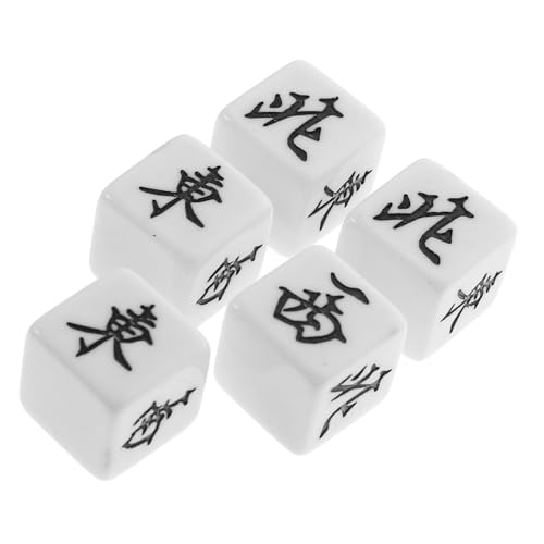 BESPORTBLE 5 Stück Teiliges Mahjong Würfelset Windrichtungswürfel Weißer Hintergrund Schwarze Kleine Würfel für Party Brettspiele Zuhause und Freizeit von BESPORTBLE