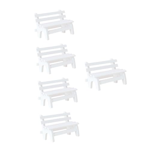 BESPORTBLE 5 Stück Teiliges Mini Holzbank Miniatur Gartenmöbel Dekoration Puppenhaus Zubehör Fotorequisit Desktop Ornament für Mikro-Landschaft und Sandtisch von BESPORTBLE