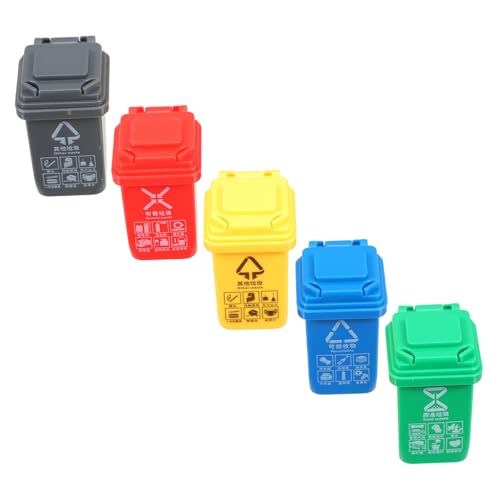 BESPORTBLE 5 Stück Teiliges Miniatur Mülleimer für Puppenhaus Realistische Mülltonnen Abfalltonnen Modell Pädagogisches Zubehör Langlebig und Spielerisch für Kreatives Lernen von BESPORTBLE