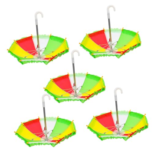 BESPORTBLE 5 Stück Teiliges Miniatur Puppenschirm Farbenfrohes mit Rüschen Realistische Mini Regenschirme für Puppenhaus Dekoration und Kreative Szenenmodelle von BESPORTBLE