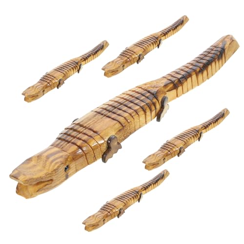 BESPORTBLE 5 Stück Teiliges Realistisches Holzspielzeug Krokodil Naturgetreue Holzfiguren DIY Lernspielzeug Robuste Holzdekoration für Zuhause und Schreibtisch von BESPORTBLE