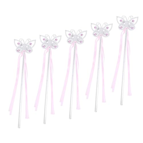 BESPORTBLE 5 Stück Teiliges Schmetterling Schmetterlingsstäbe Rosa Fairy Wands mit Weichem Griff Sicher für Mädchen für Kostüm Party Halloween und Rollenspiele von BESPORTBLE