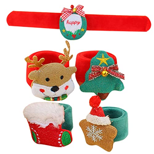 BESPORTBLE 5 Stück Teiliges Weihnachts Slap Armband Strapazierfähige Armbänder Kompakte Handgelenk Dekoration für Party Karneval und Bühnenauftritte Niedliches Rentier Design von BESPORTBLE