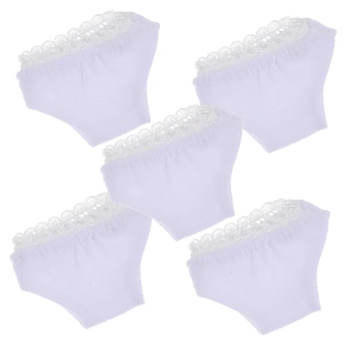 BESPORTBLE 5 Stück Teiliges Weiße Puppenunterwäsche mit Spitzenrand Mini Panties für Babypuppen Passend für Barbie und Ähnliche Puppen Vielseitiges Puppenzubehör für Puppenkleidung und von BESPORTBLE