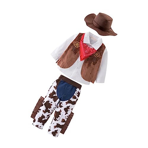 BESPORTBLE 5 Stück Teiliges Western Cowboy Kostüm Set Langärmliges Rollenspiel Outfit für Jungen Monate Hemd Hose Weste Hut und Halstuch für Fasching Party und Cosplay von BESPORTBLE