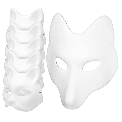 BESPORTBLE 5 Stück Weiße Fuchsmaske aus DIY Handbemalt für Cosplay Kostüm mit Elastischem Band Unisex BESPORTBLE 5 Stück Weiße Fuchsmaske aus DIY Handbemalt für Cosplay Kostüm mit Elastischem Band Unisex von BESPORTBLE