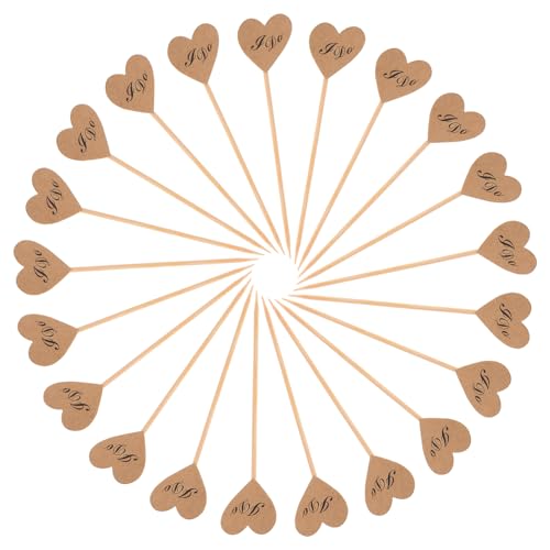 BESPORTBLE 50 Rustikale Kuchendekorationen In Herzform – Cupcake-Picker Aus Vintage-Kraftpapier Mit „I Do“-Design Für Hochzeiten Brautpartys Valentinstag Und Partydekorationen von BESPORTBLE
