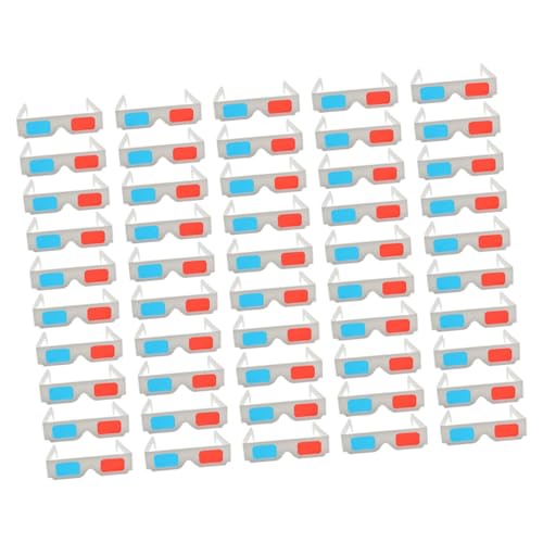 BESPORTBLE 50 Stück Anaglyph Pappbrillen Blau Brille aus Karton für Filme und Partys Praktische Tragbare Papierbrillen für Reisen Camping und Gemeinsames Ansehen von BESPORTBLE